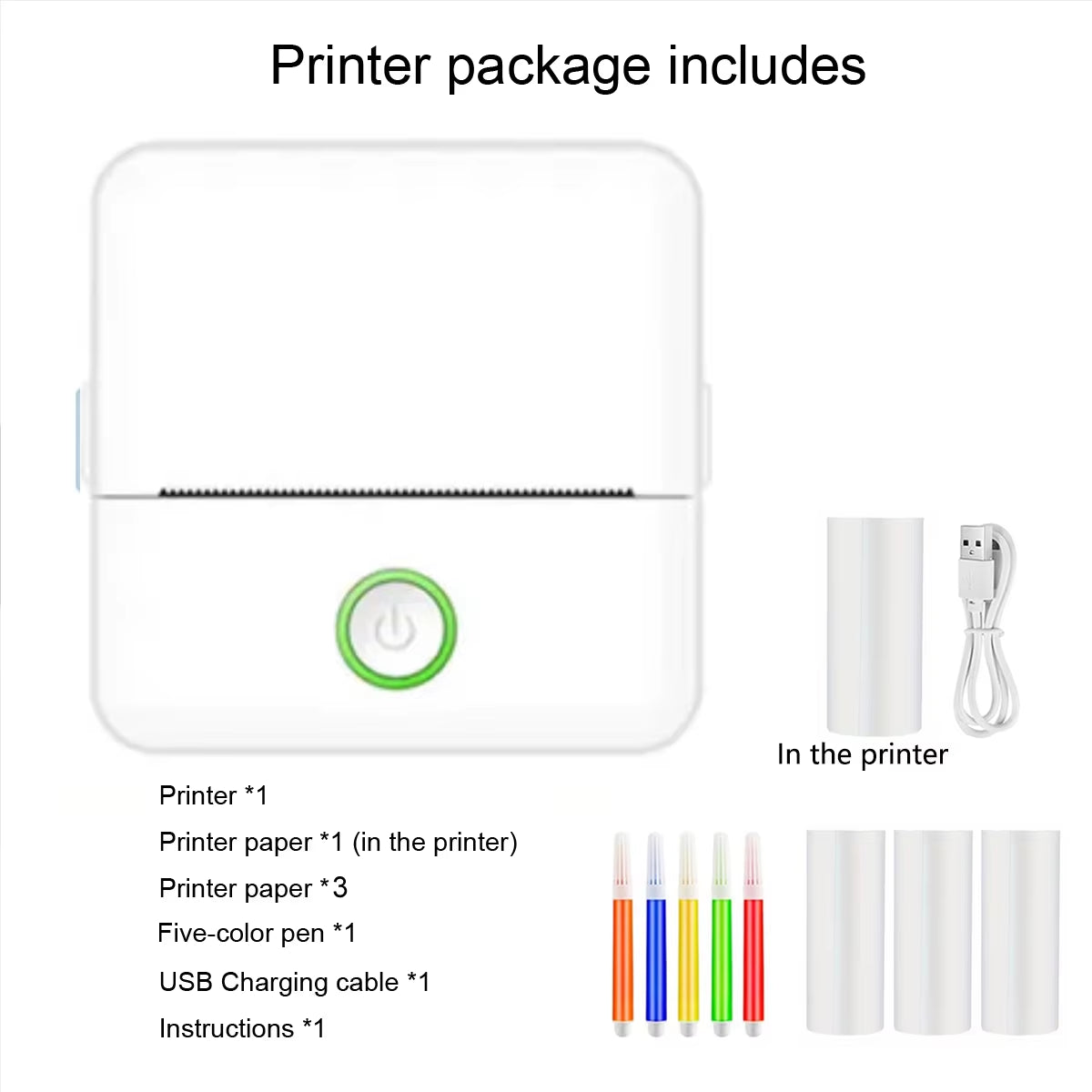 Mini Portabl Inkless Thermal Printer, Sticker Maker