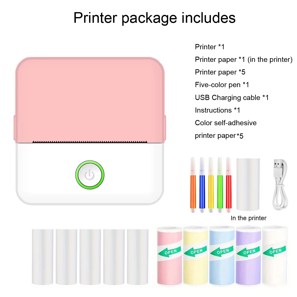 Mini Portabl Inkless Thermal Printer, Sticker Maker