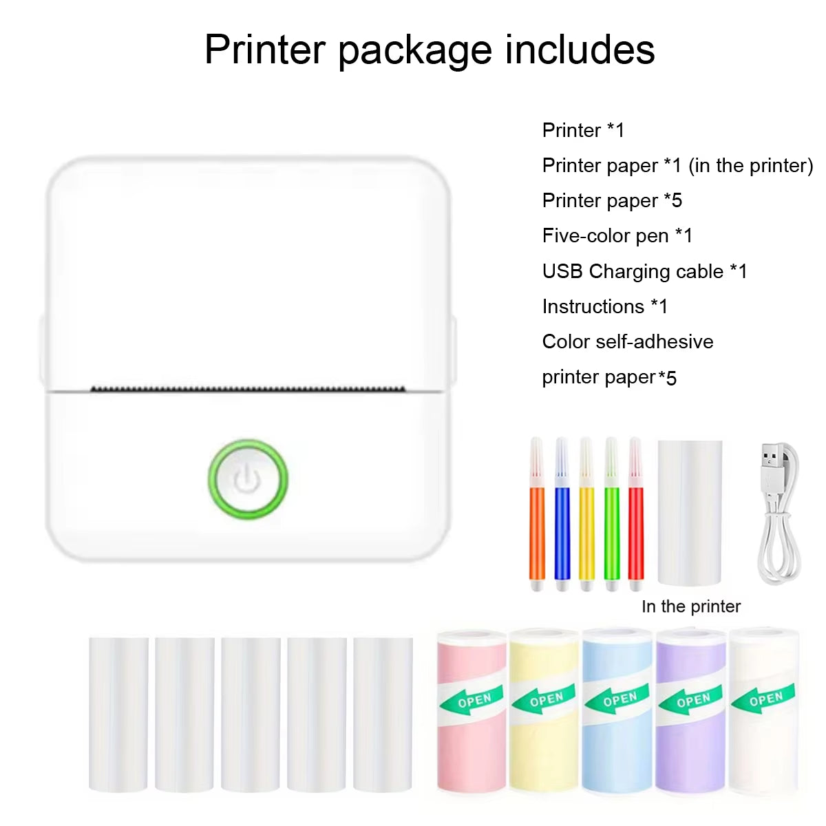 Mini Portabl Inkless Thermal Printer, Sticker Maker