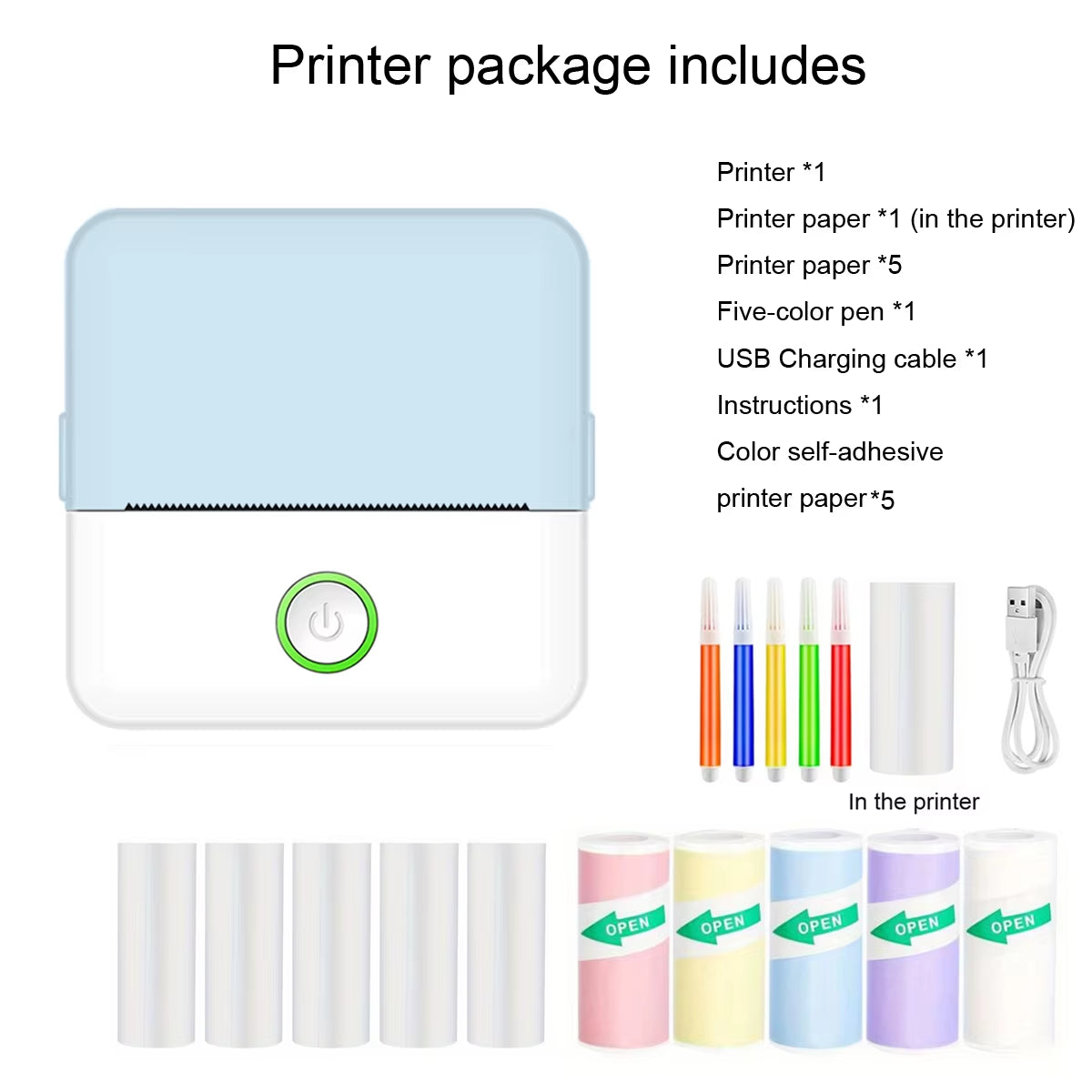 Mini Portabl Inkless Thermal Printer, Sticker Maker