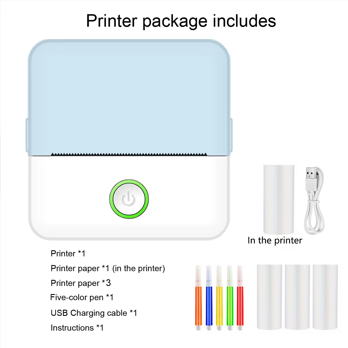 Mini Portabl Inkless Thermal Printer, Sticker Maker